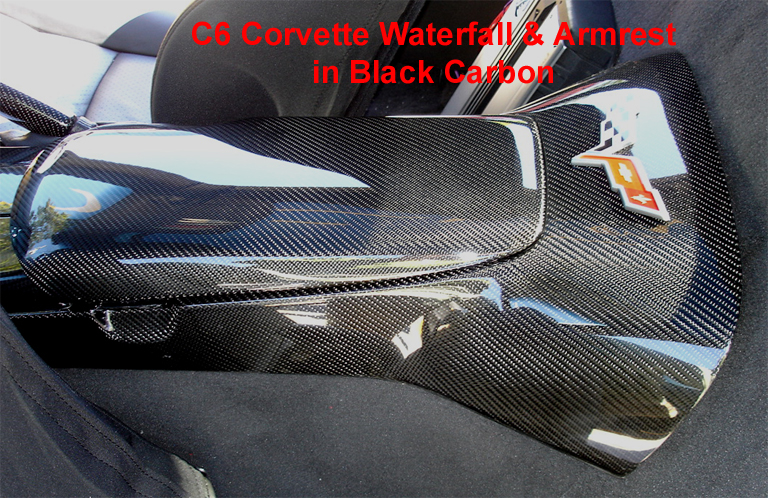 Waterfall Floor Console Base, Real Carbon Fiber, C6 Corvette, 2005-2013 With MP3